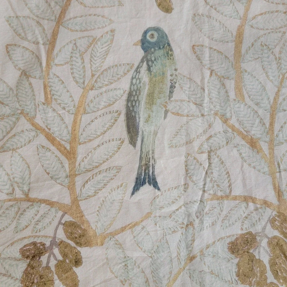 Pine Cone Hill Annie Selke Twin Duvet Cover Pink Cotton Bird Branch Nature Print